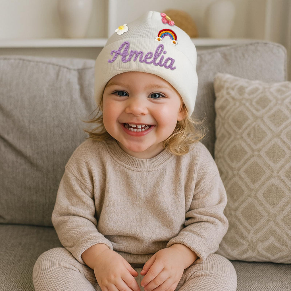 Personalized Crochet Baby Beanie: Custom Name Winter Hat