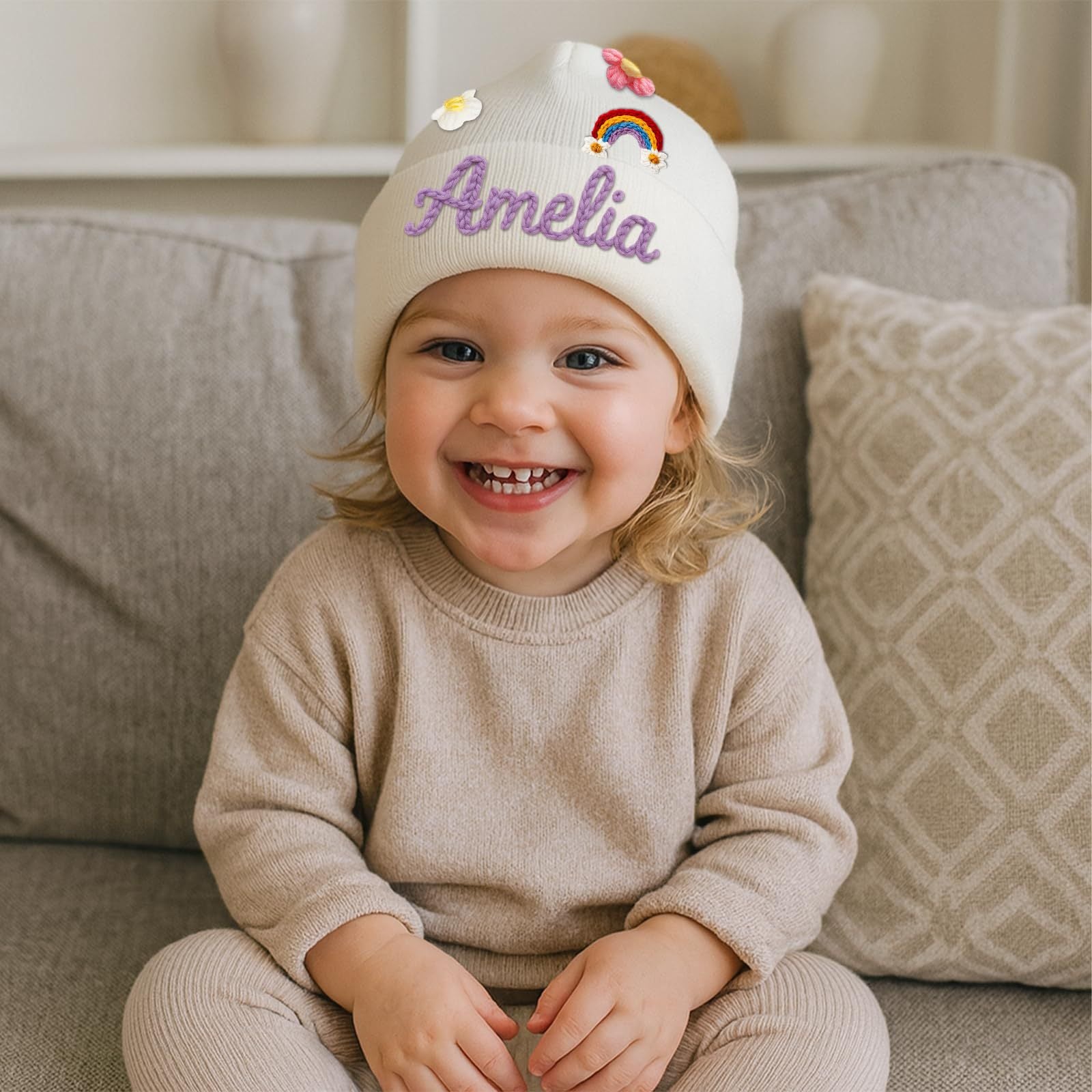 Personalized Crochet Baby Beanie: Custom Name Winter Hat