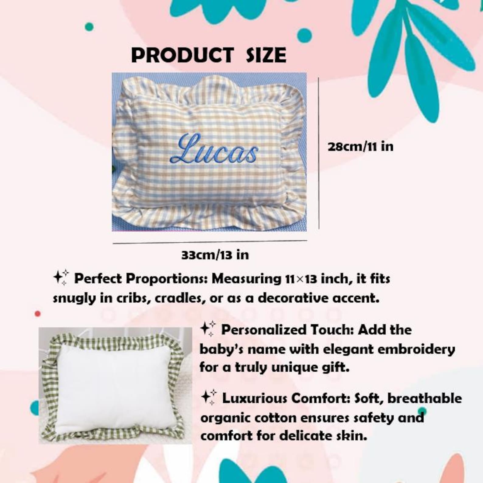 Personalized Baby Name Pillow with Ruffles