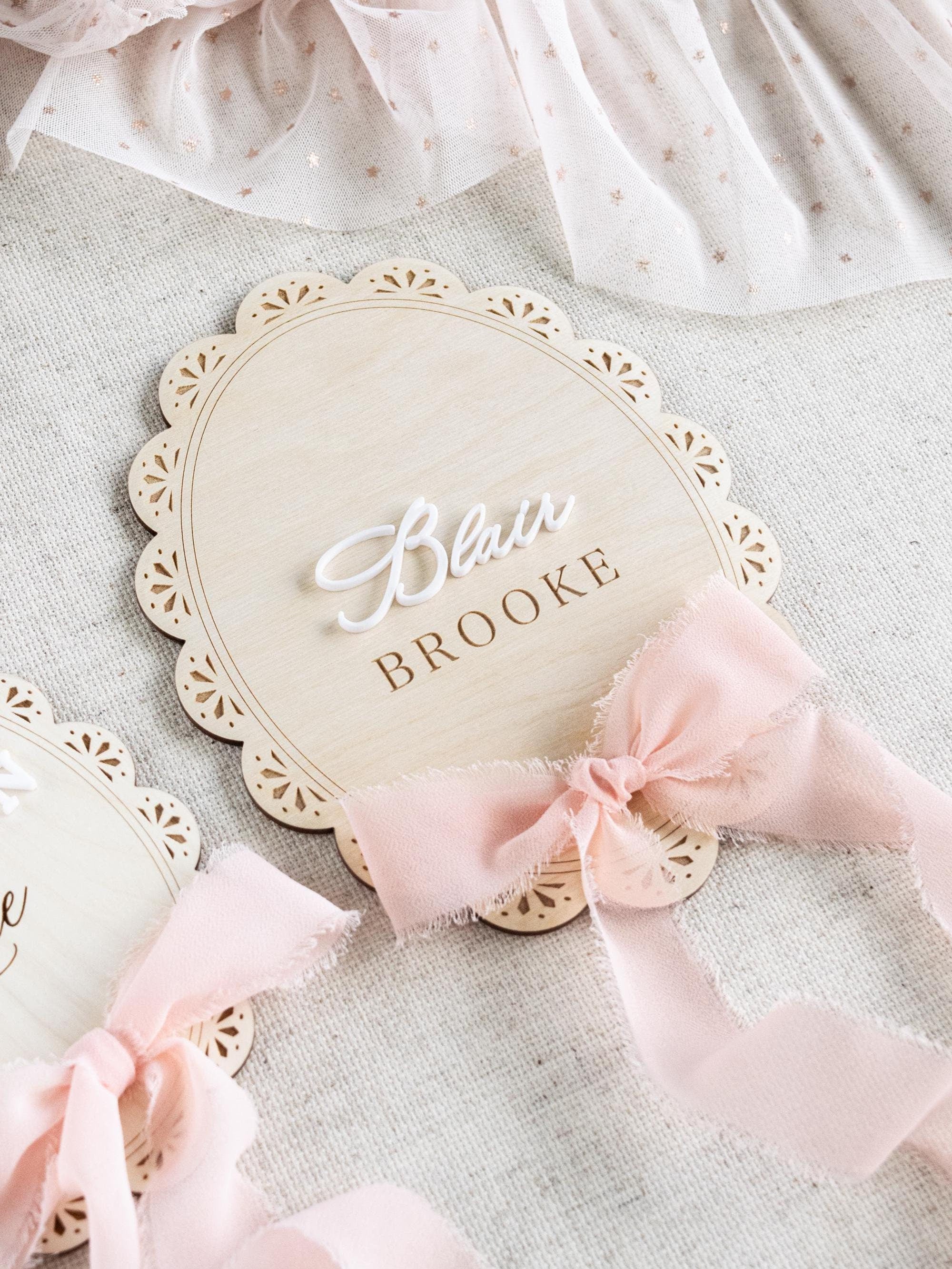 Baby Name Announcement Sign: Newborn arrival Sign for hospital, birth stat plaque, nursery decor