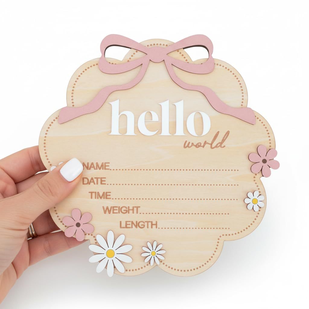 Baby Birth Stats "Hello World" Wooden : Newborn arrival Sign for hospital, birth stat plaque, nursery decor