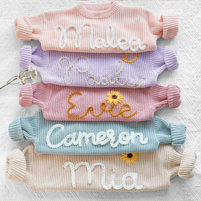 Custom Embroidered Baby Name Sweater