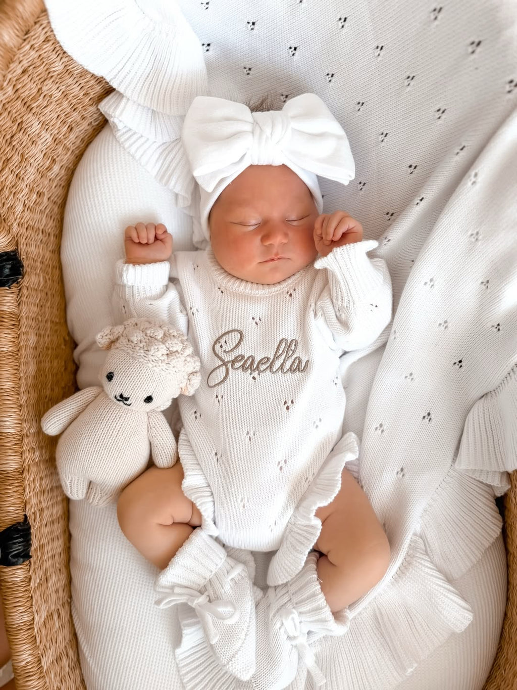 Personalised Baby Pink Knit Romper – Lightweight Embroidered Cotton Summer Outfit