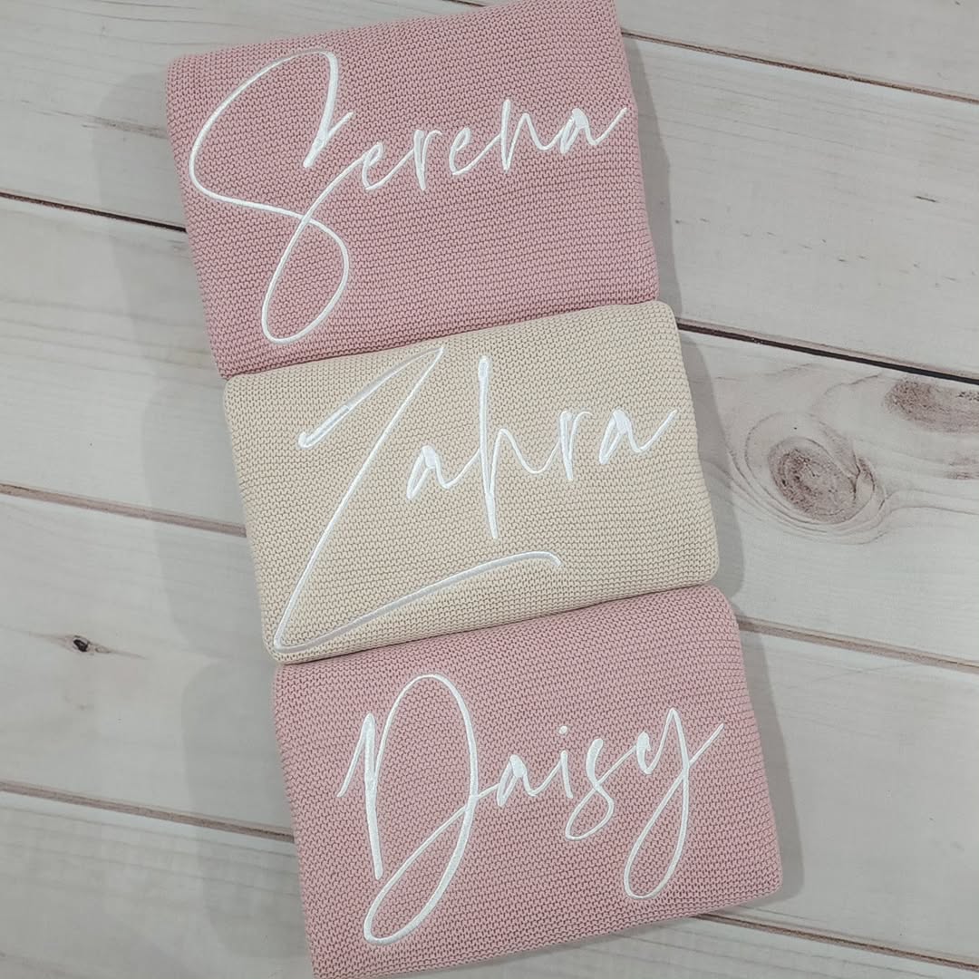 personalised embroidered name blanket