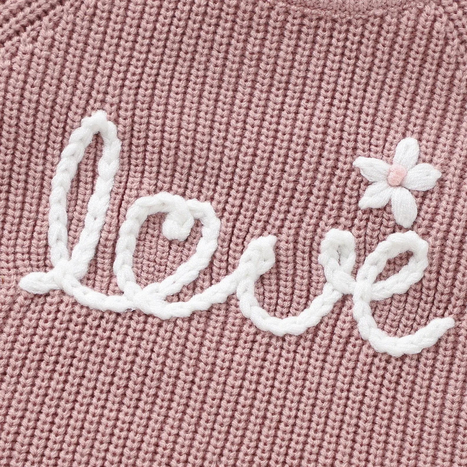 Floral Baby Name Sweater with Love Embroidery