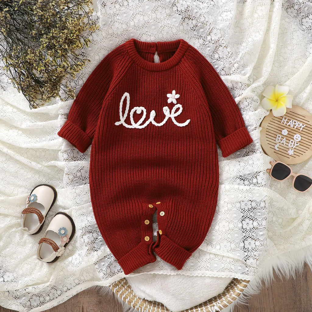 Floral Baby Name Sweater with Love Embroidery