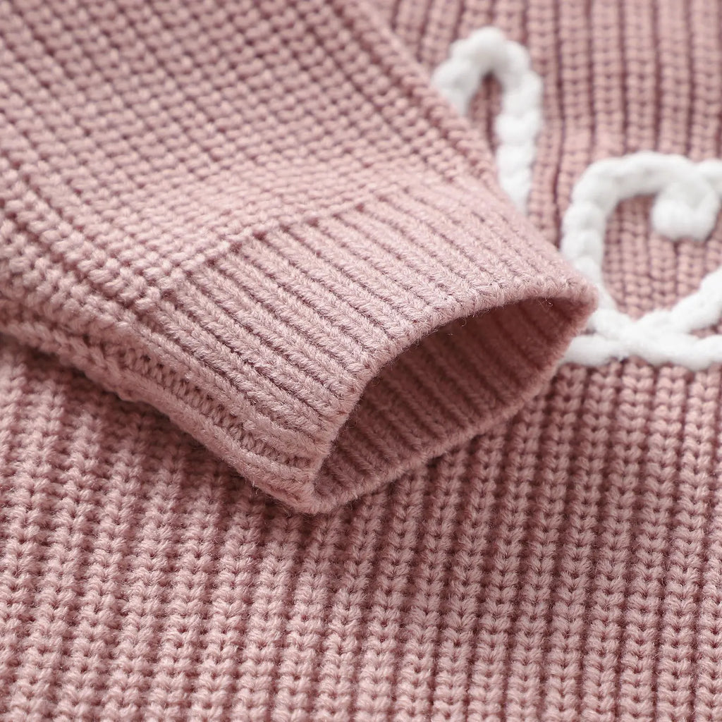 Floral Baby Name Sweater with Love Embroidery