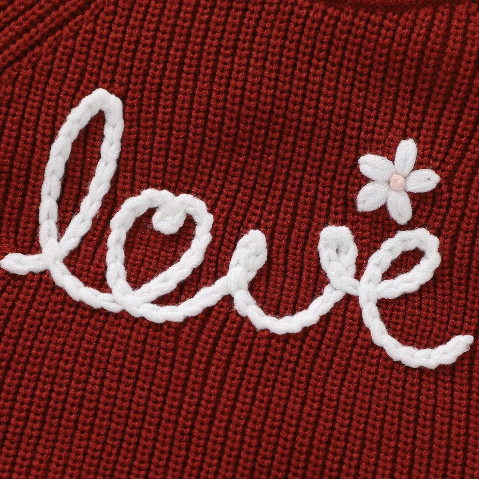 Floral Baby Name Sweater with Love Embroidery