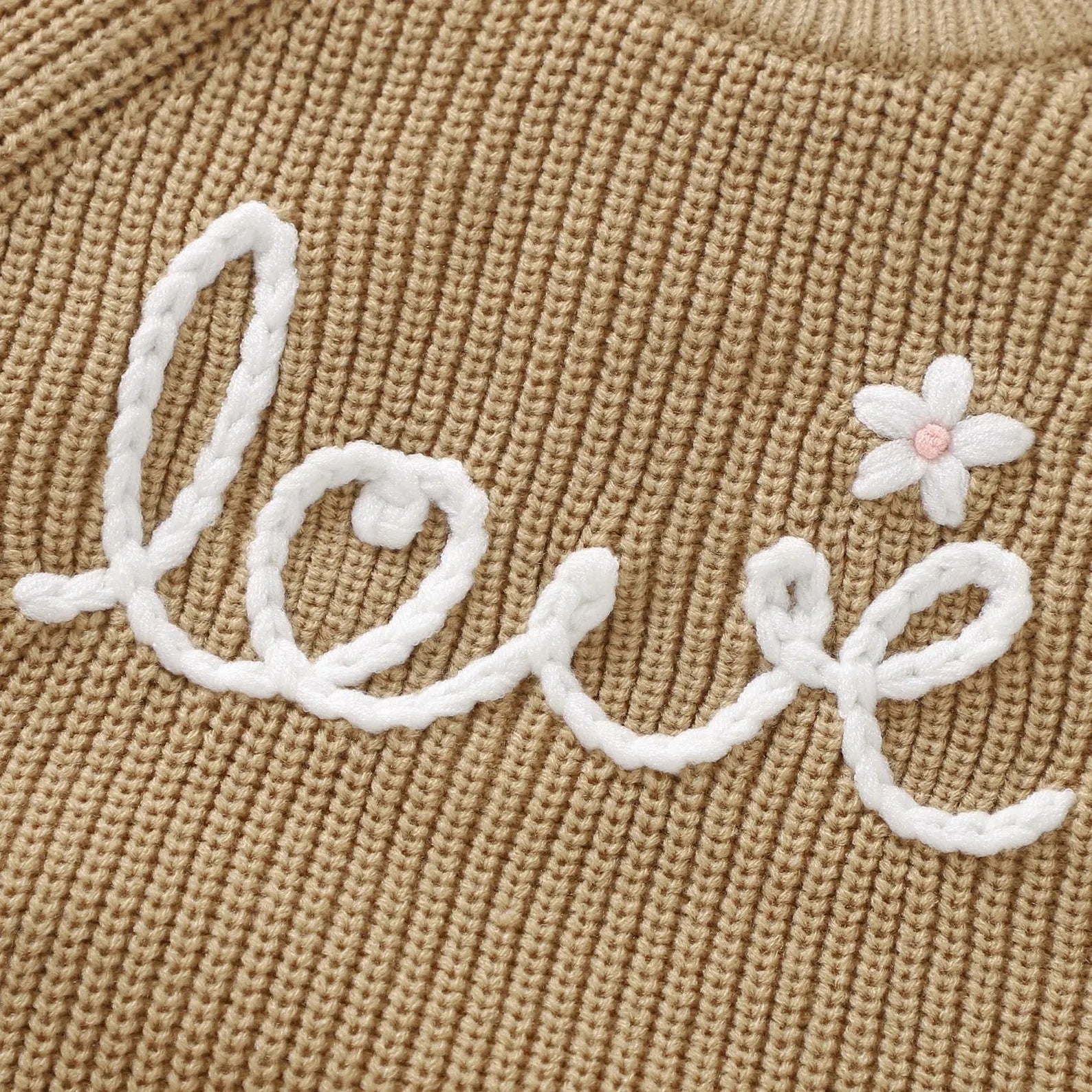 Floral Baby Name Sweater with Love Embroidery