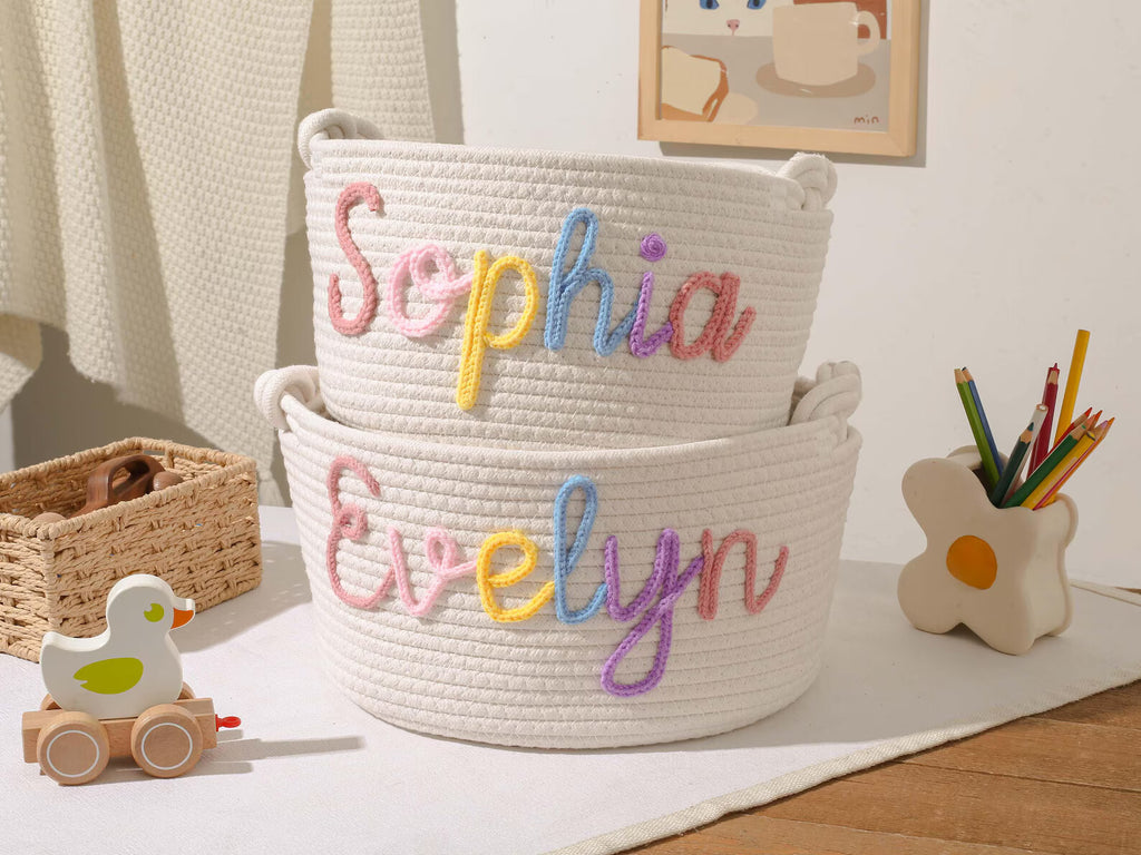 Personalized Baby Name Cotton Basket Gift