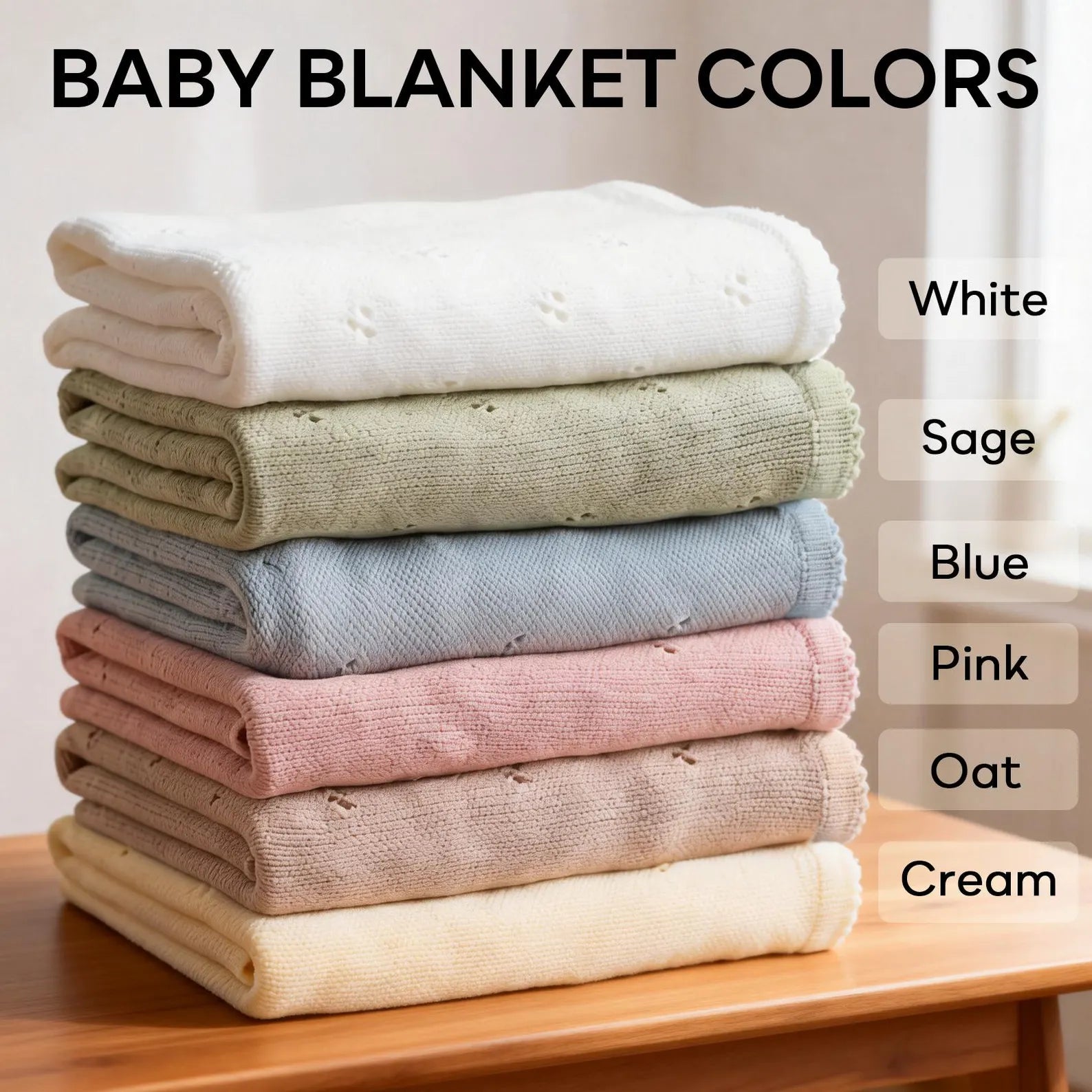 Personalized Knit Baby Blanket: Pointelle Swaddle, Newborn Gift