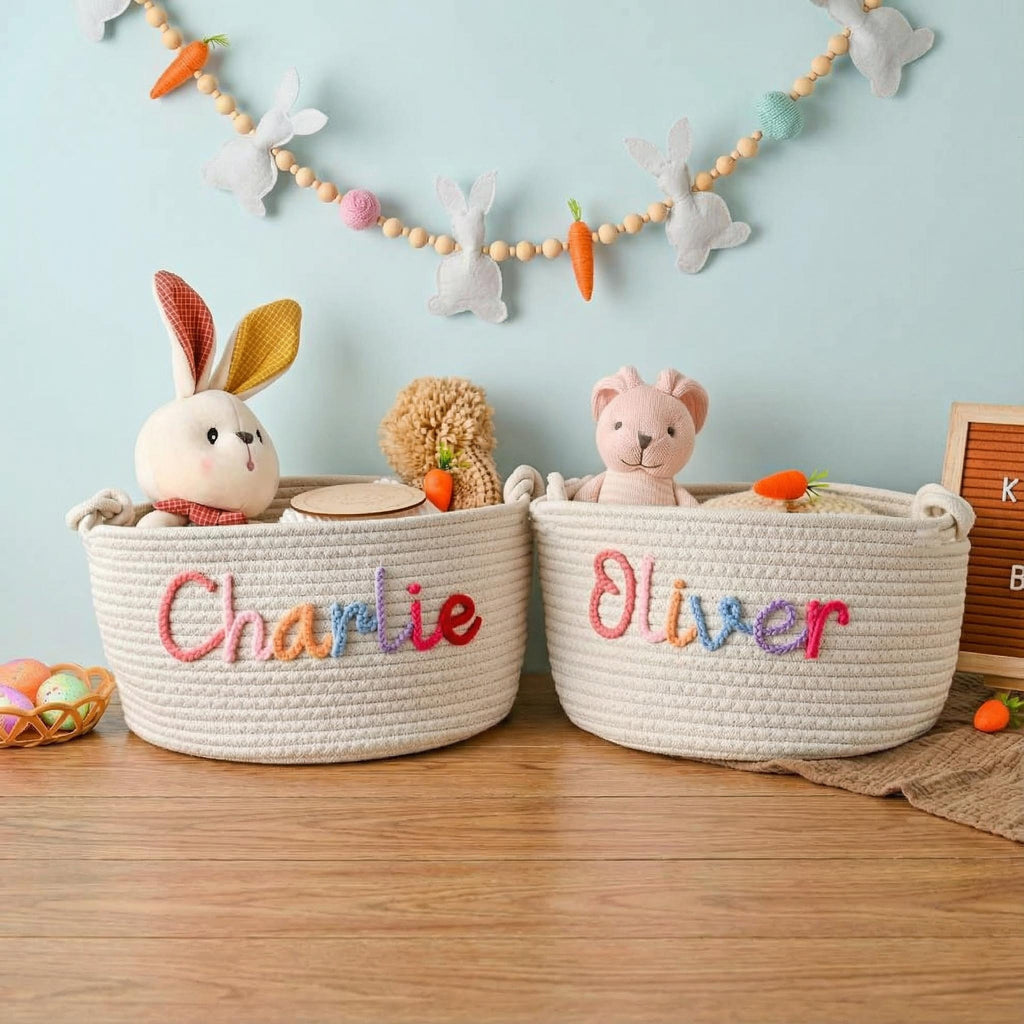 Personalized Baby Name Cotton Basket Gift