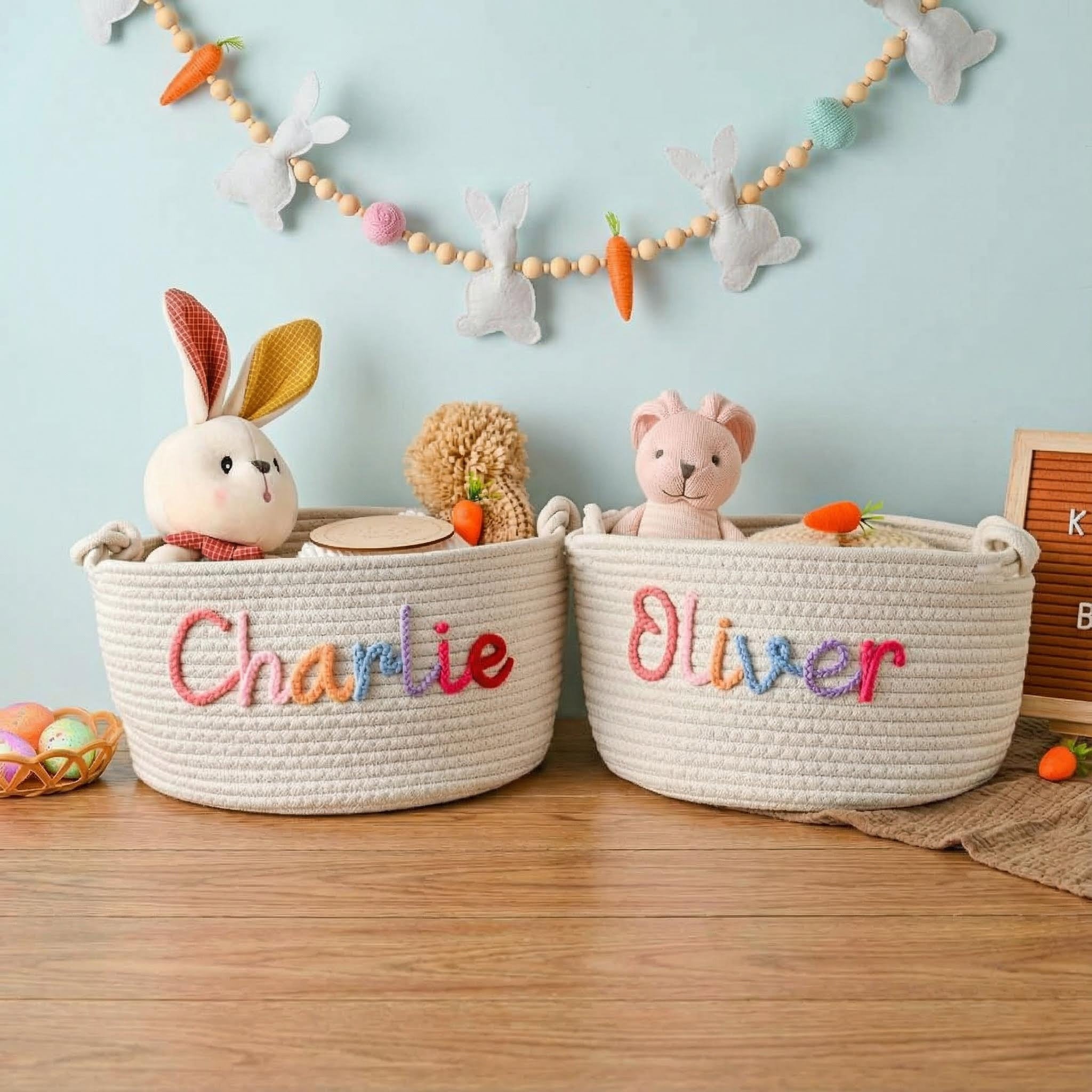 Personalized Baby Name Cotton Basket Gift