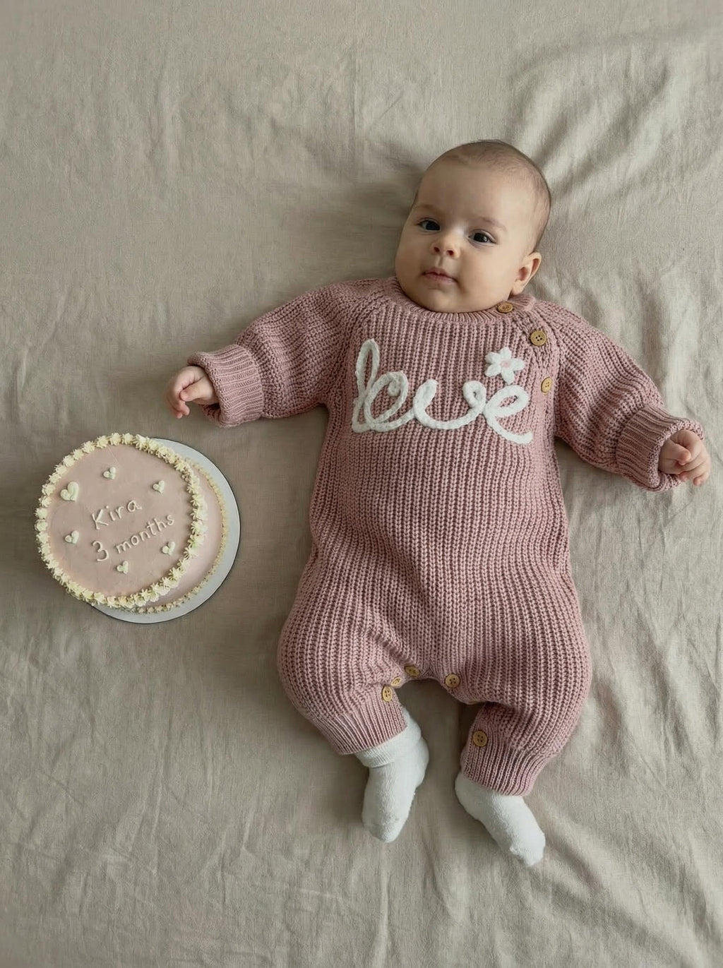 Floral Baby Name Sweater with Love Embroidery
