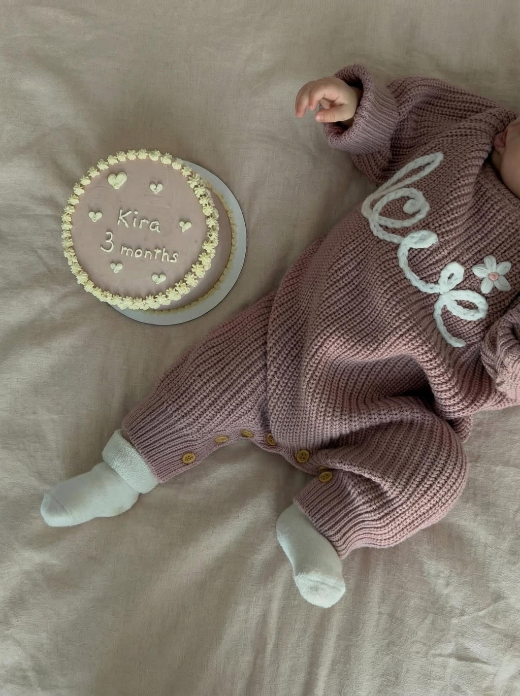 Floral Baby Name Sweater with Love Embroidery