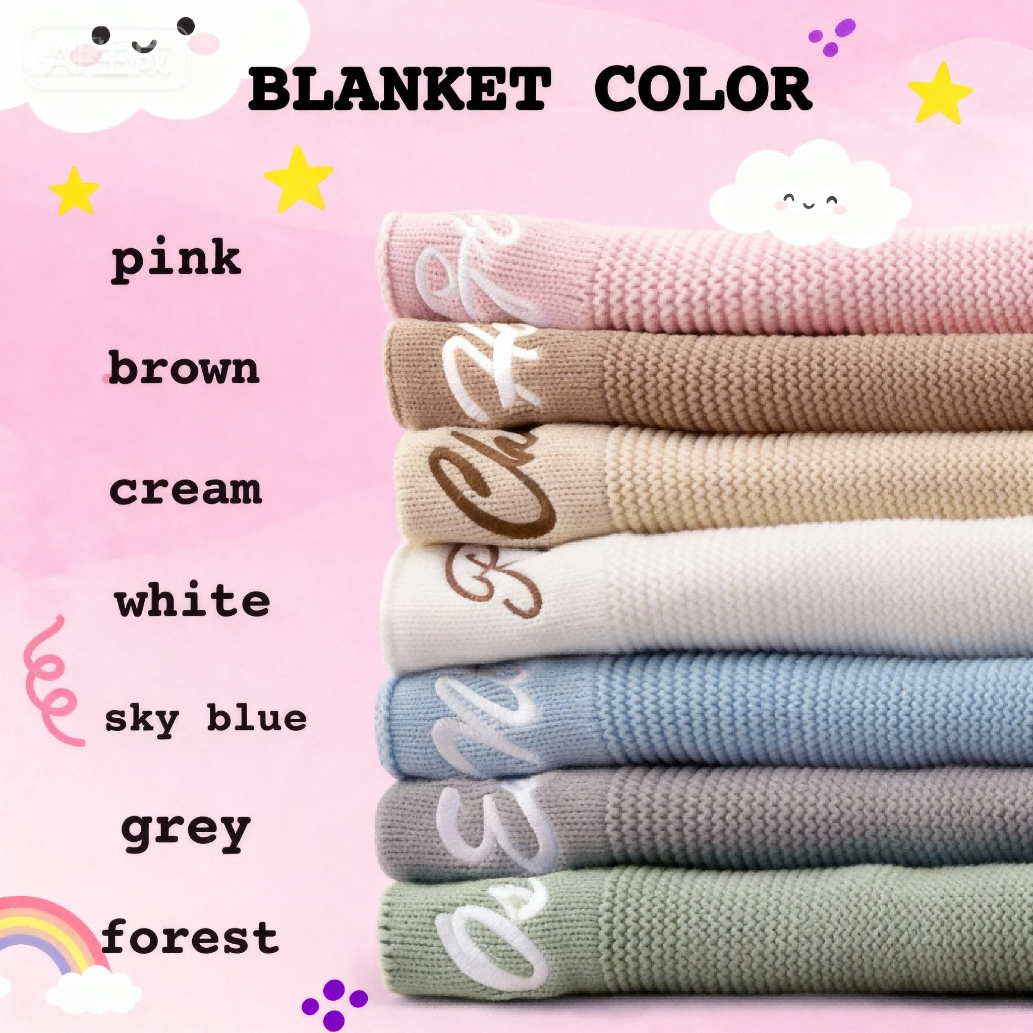 Blush Pink Knitted Personalised Baby Blanket